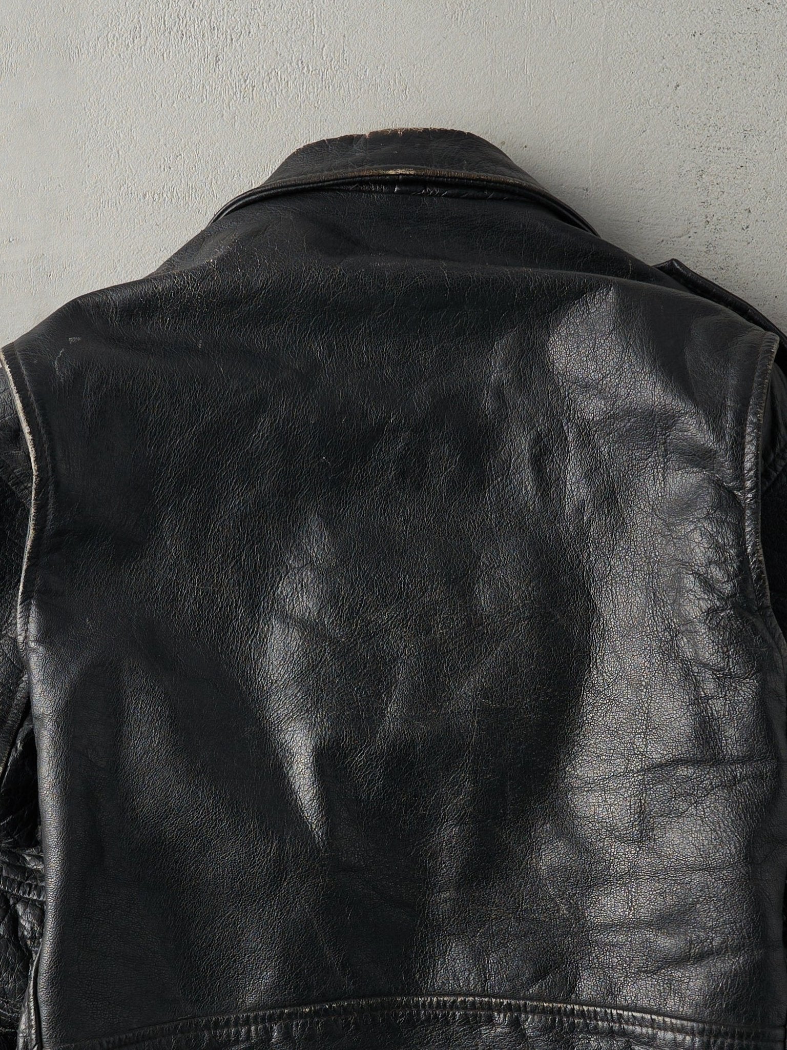 Vintage 70s Black Leather Pro-Rider USA Biker Jacket (M)