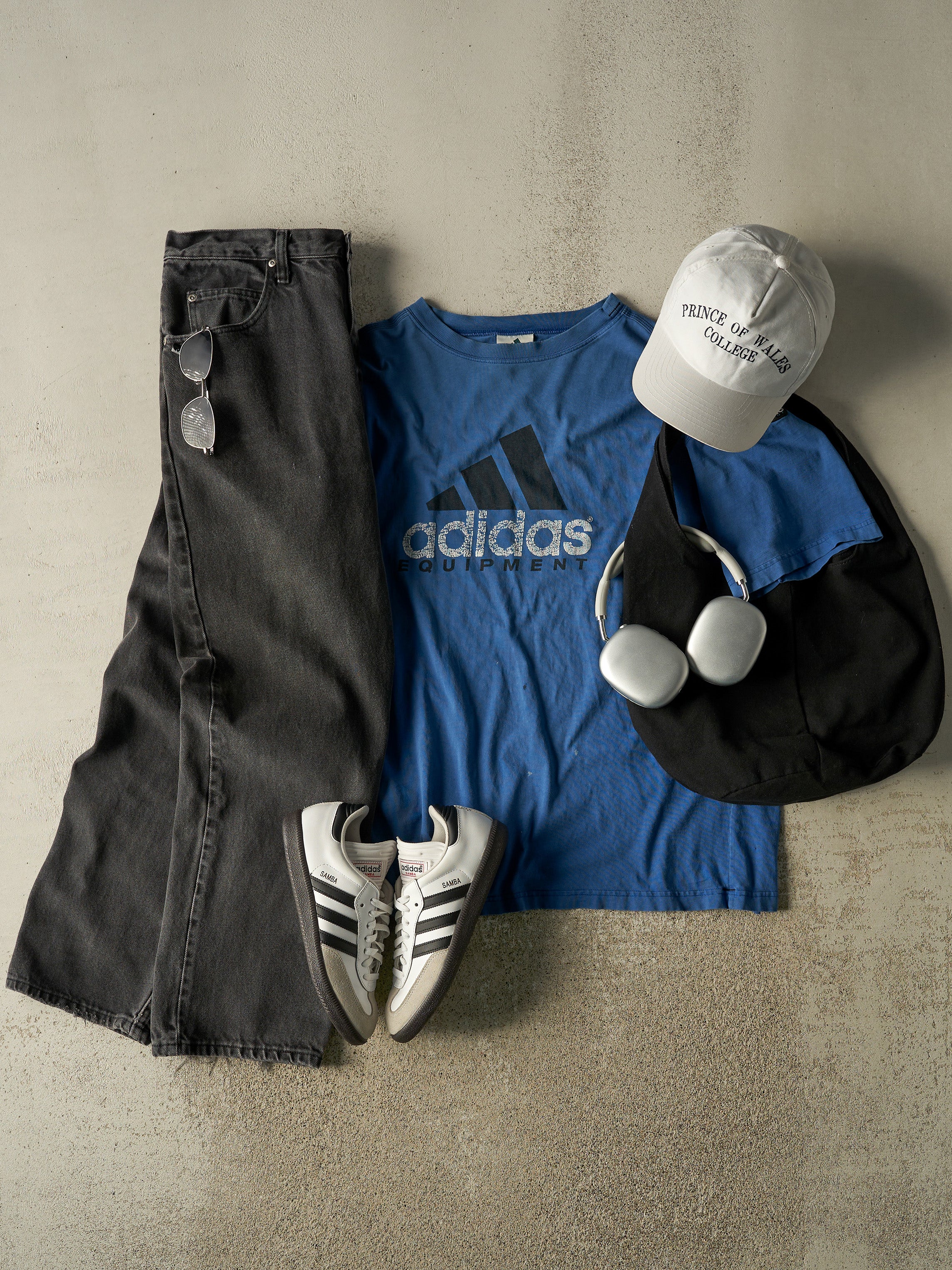 Vintage 90s Faded Blue Adidas Equipment Tee (XL/XXL)