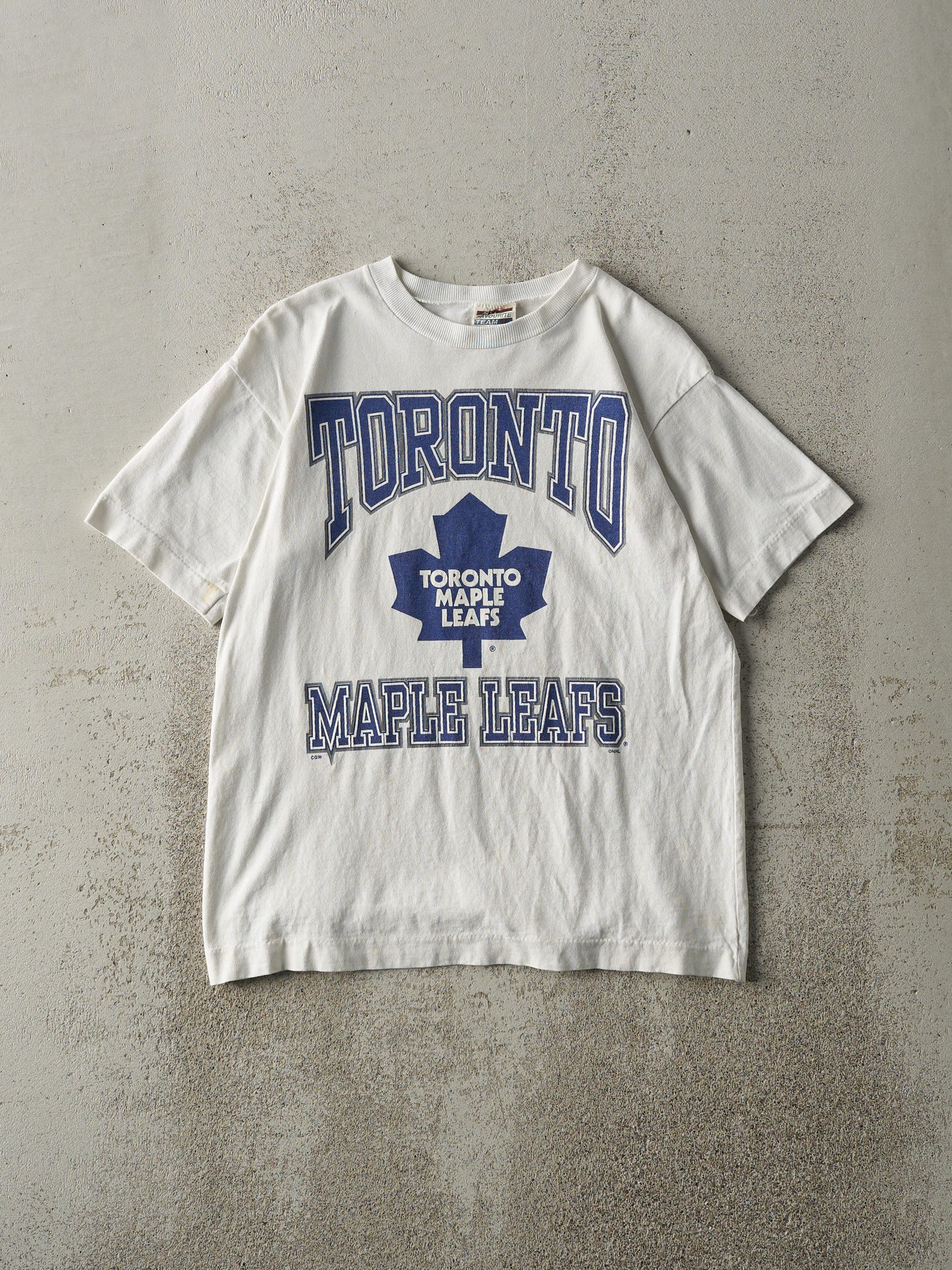 Vintage 90s White Toronto Maple Leafs Single Stitch Baby Tee (XS/S)