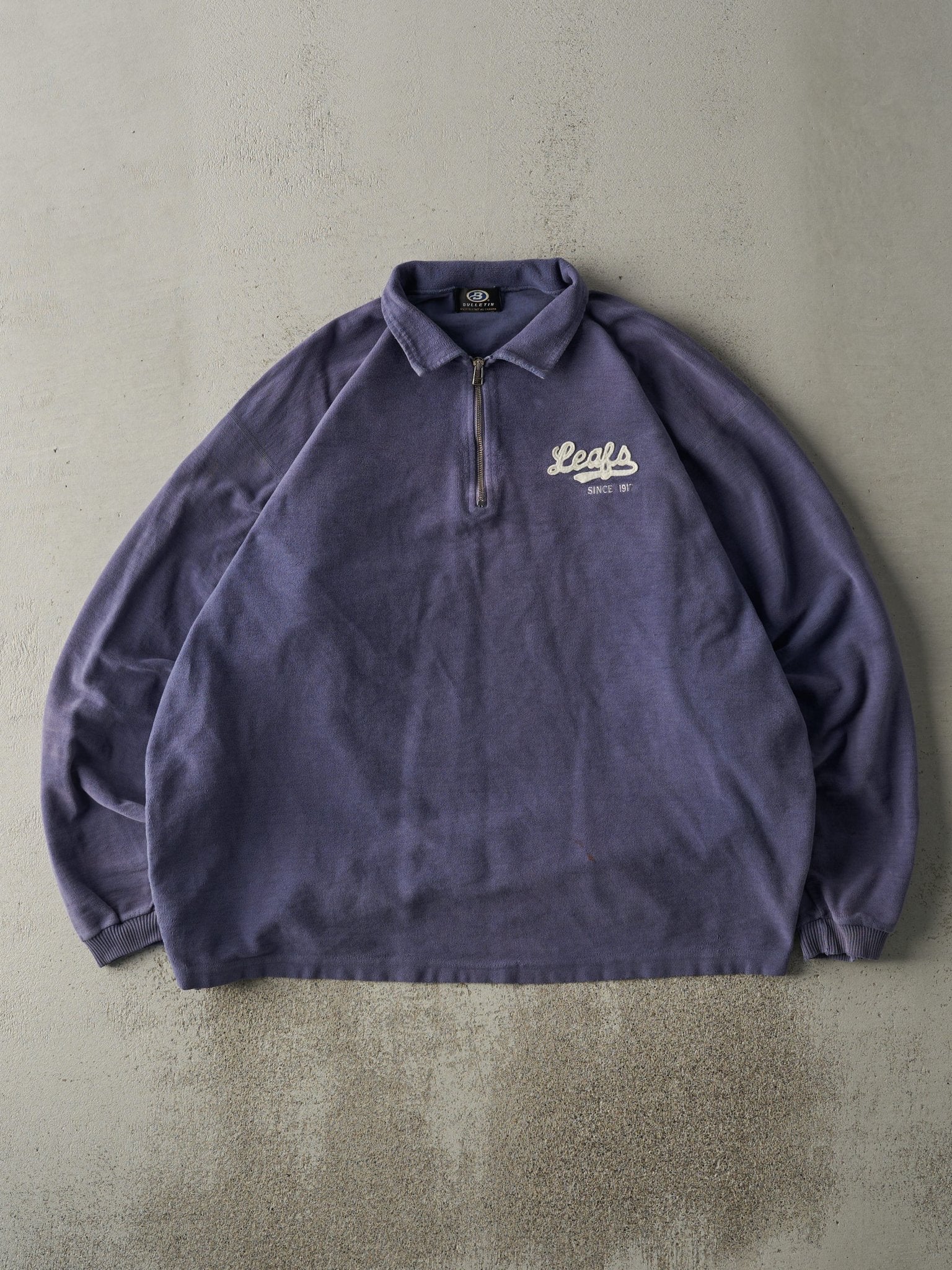 Vintage 90s Navy Blue Toronto Maple Leafs Quarter Zip Inside Out Sweater (XL/XXL)