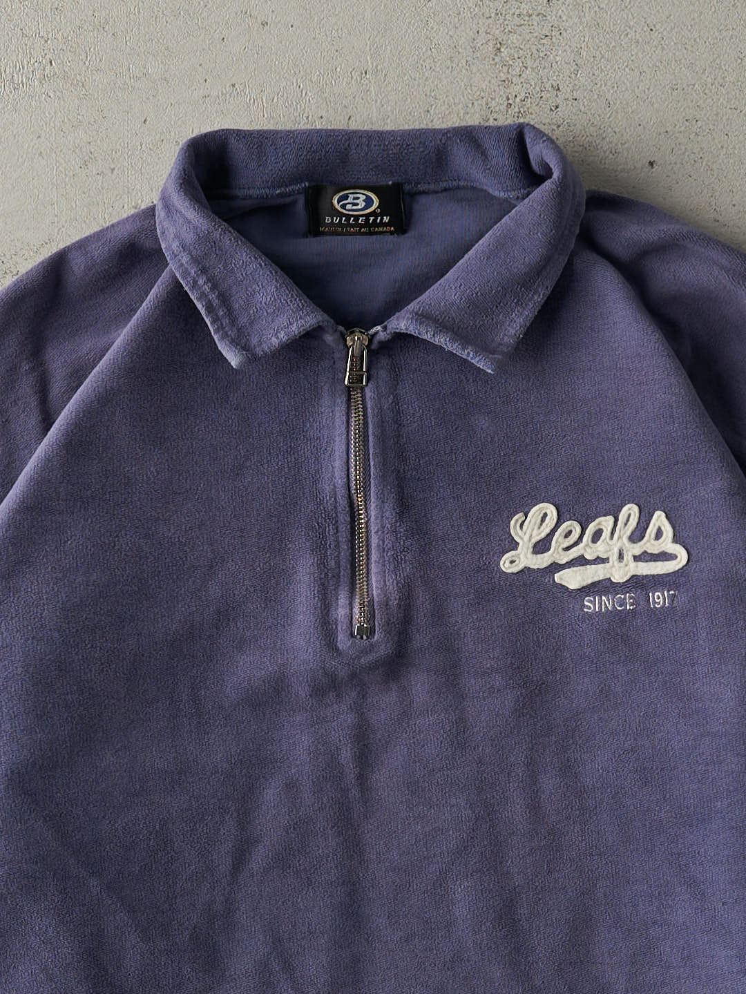 Vintage 90s Navy Blue Toronto Maple Leafs Quarter Zip Inside Out Sweater (XL/XXL)