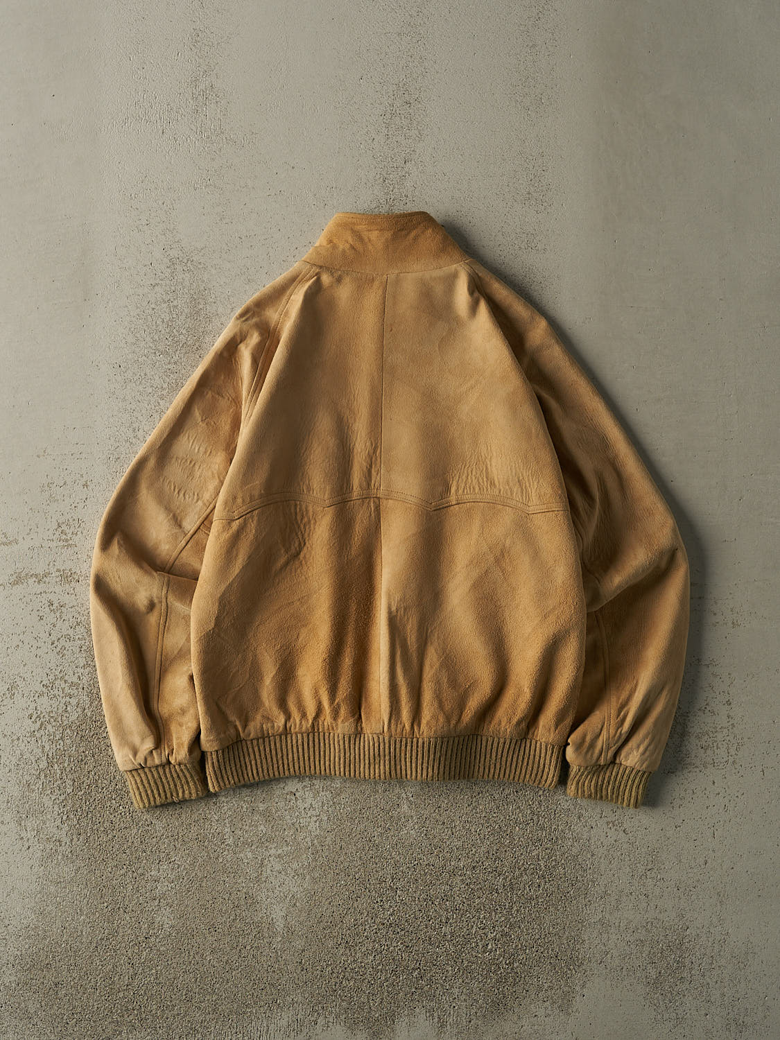 Vintage 80s Beige Suede Harrington Leather Bomber Jacket (M)