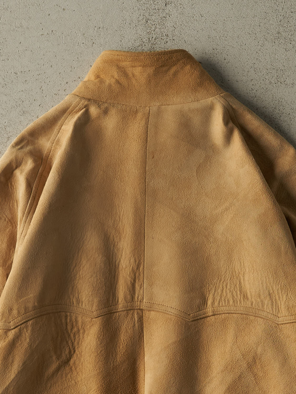 Vintage 80s Beige Suede Harrington Leather Bomber Jacket (M)