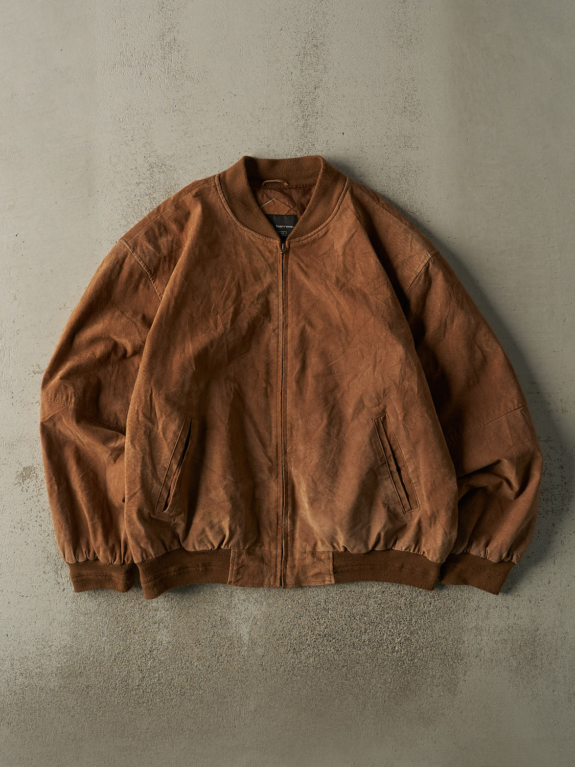 Vintage Y2K Brown Suede Bomber Jacket (XL)
