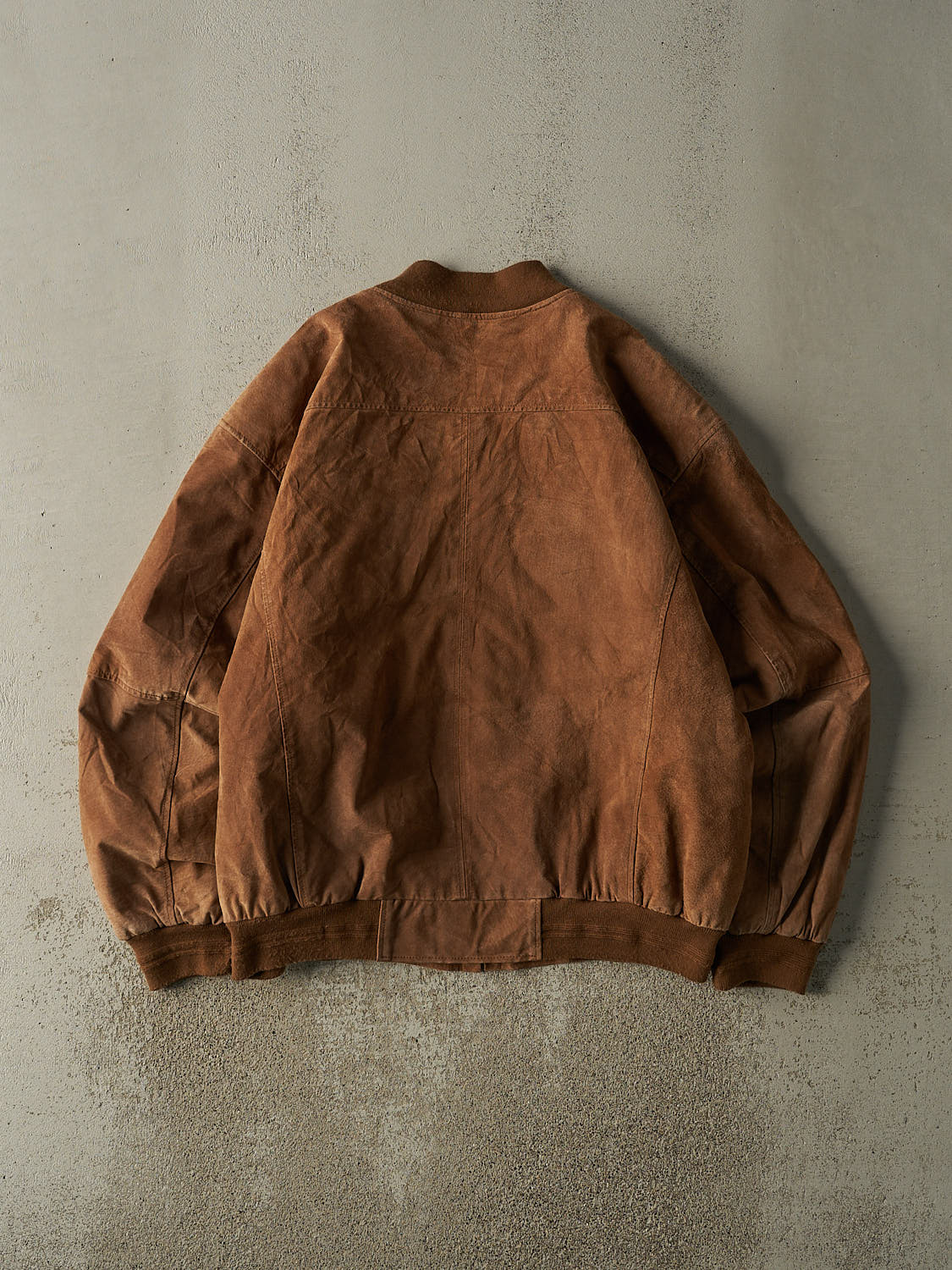 Vintage Y2K Brown Suede Bomber Jacket (XL)
