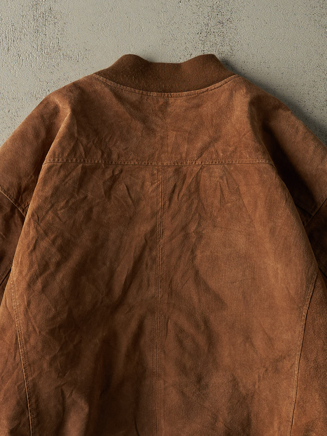 Vintage Y2K Brown Suede Bomber Jacket (XL)