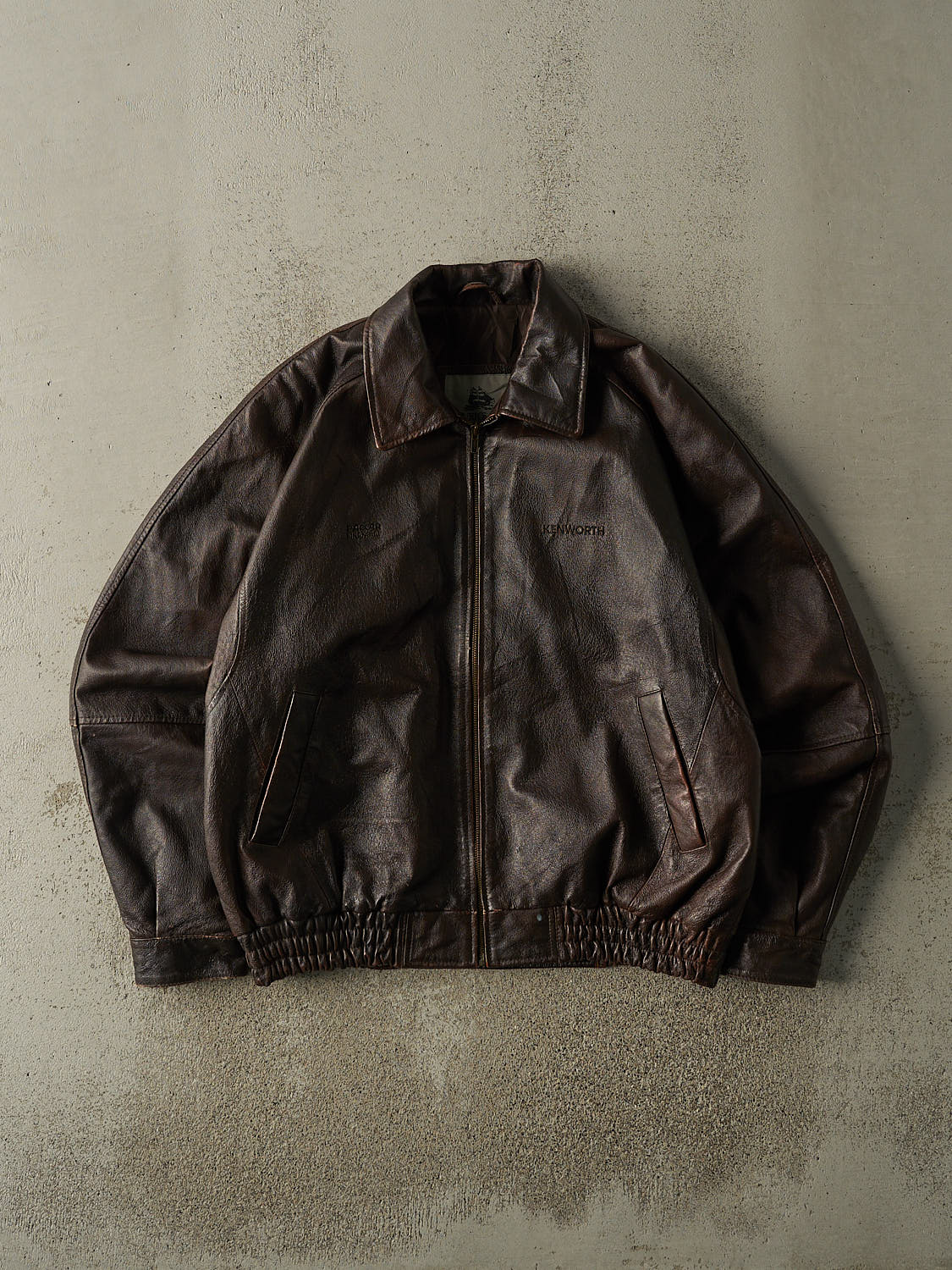 Vintage 90s Brown Embroidered Leather Jacket (L/XL)
