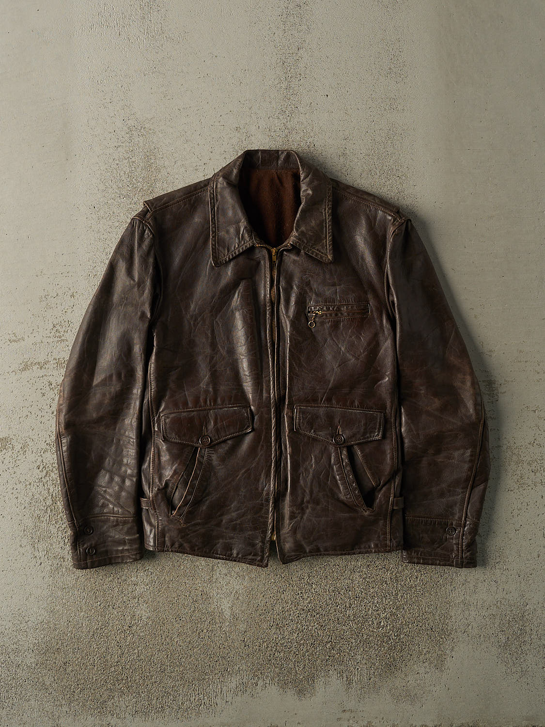 Vintage 70s Brown Leather Jacket (S)