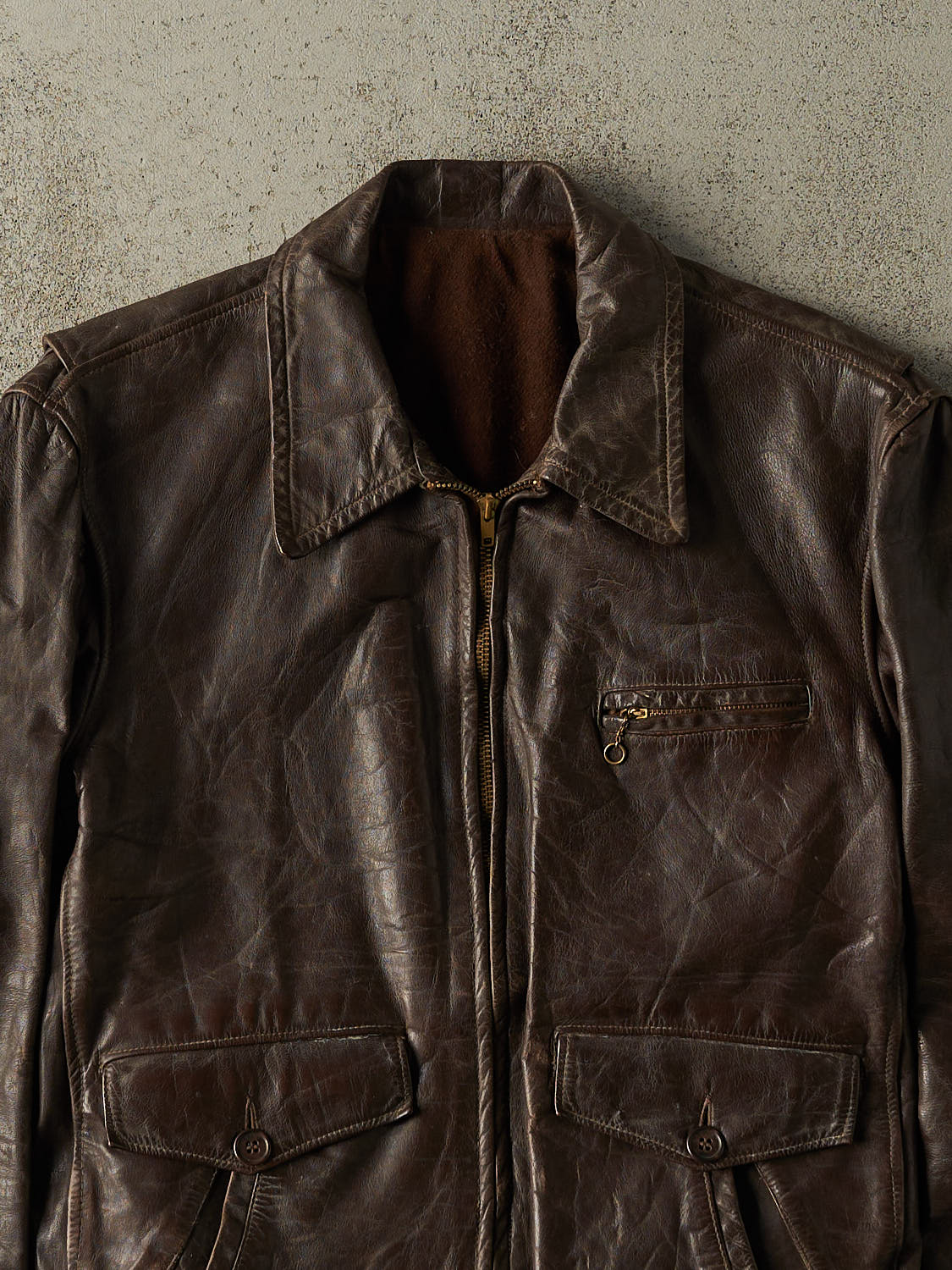 Vintage 70s Brown Leather Jacket (S)