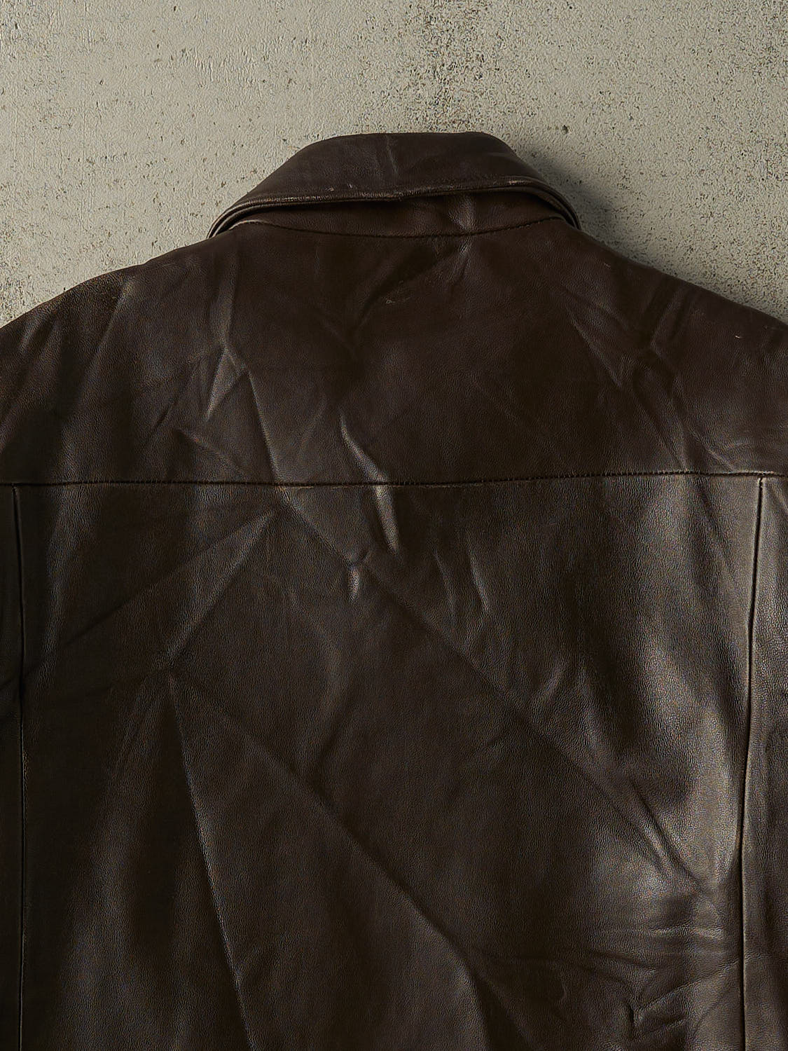Vintage Y2K Brown Calvin Klein Leather Jacket (L/XL)
