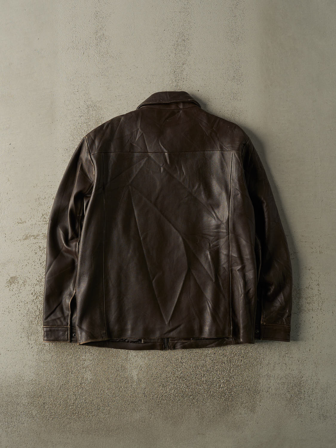 Vintage Y2K Brown Calvin Klein Leather Jacket (L/XL)