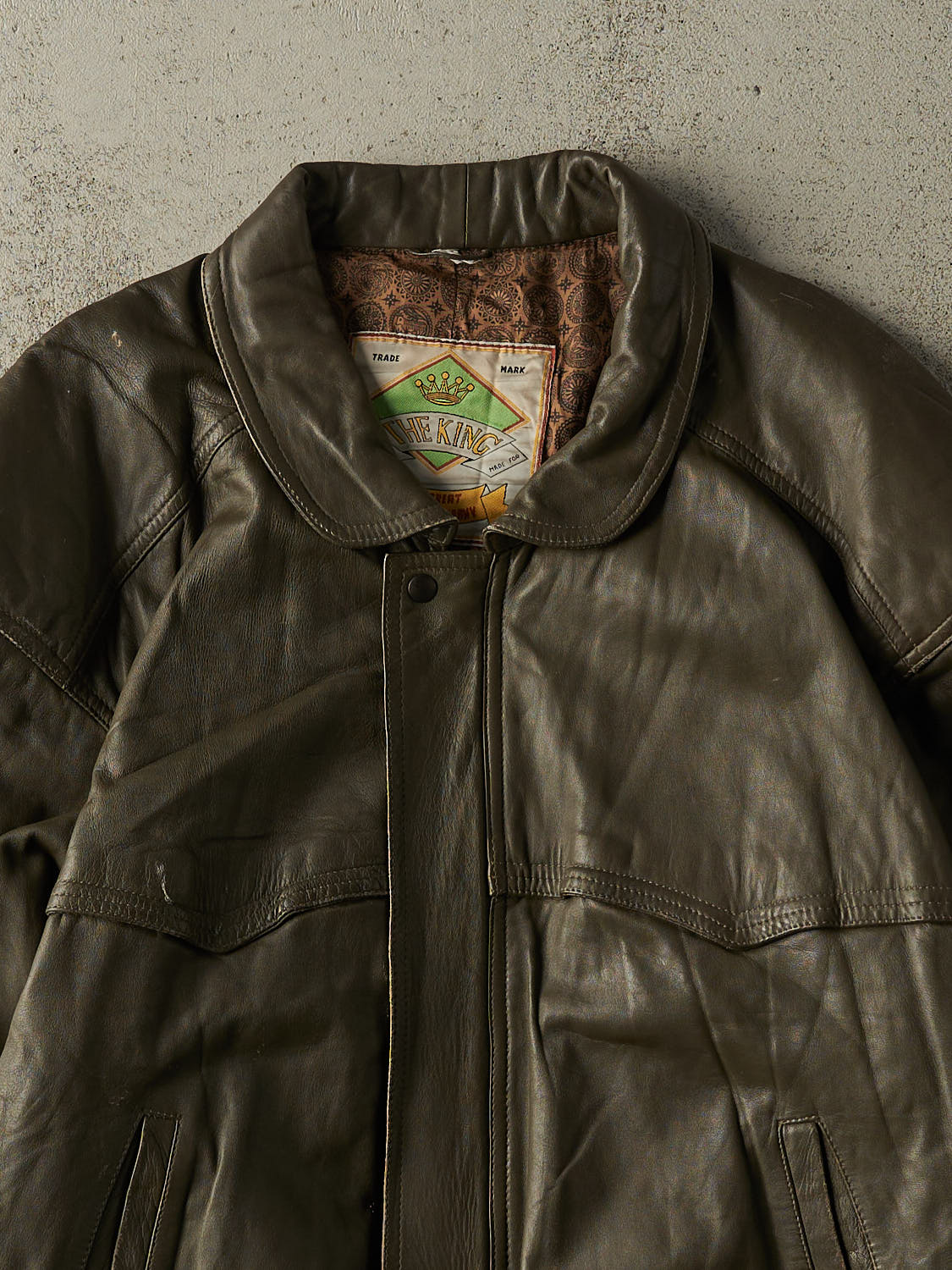 Vintage 90s Brown Leather Bomber Jacket (XL)