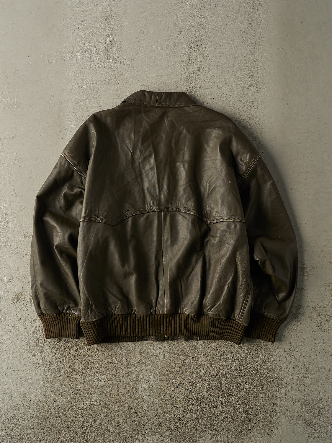 Vintage 90s Brown Leather Bomber Jacket (XL)