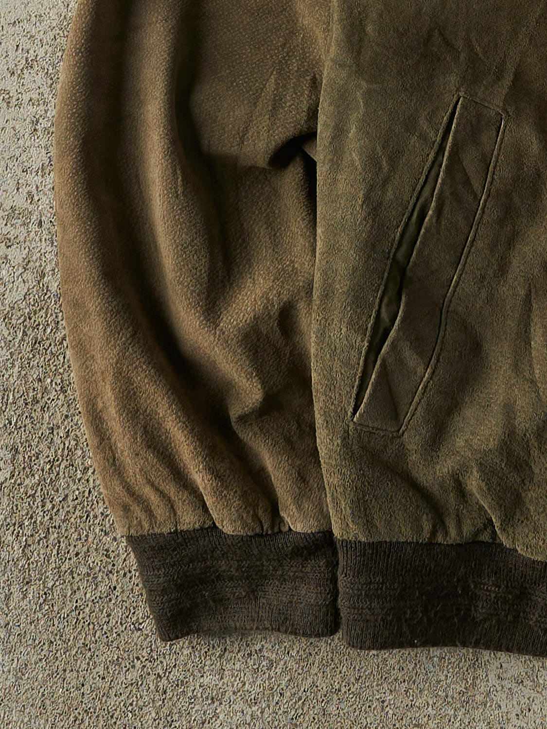 Vintage 90s Faded Green Suede Leather Bomber Jacket (M/L)