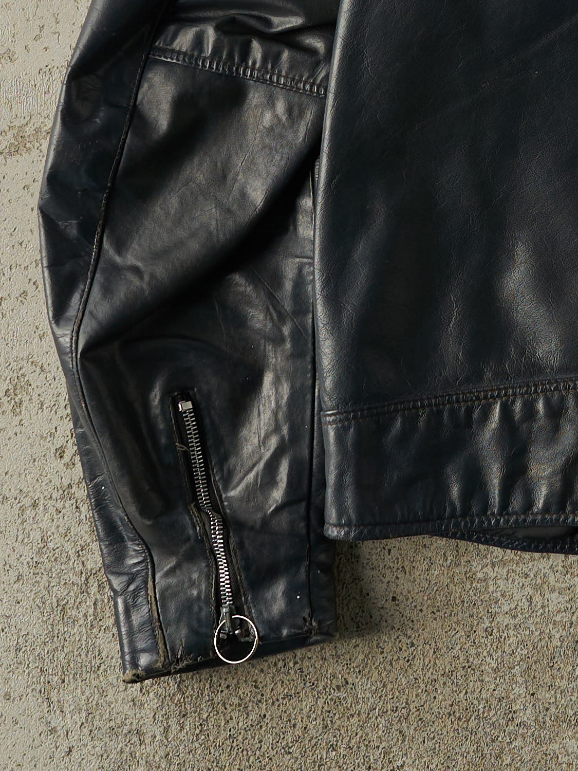 Vintage 80s Navy Blue Biker Leather Jacket (M/L)