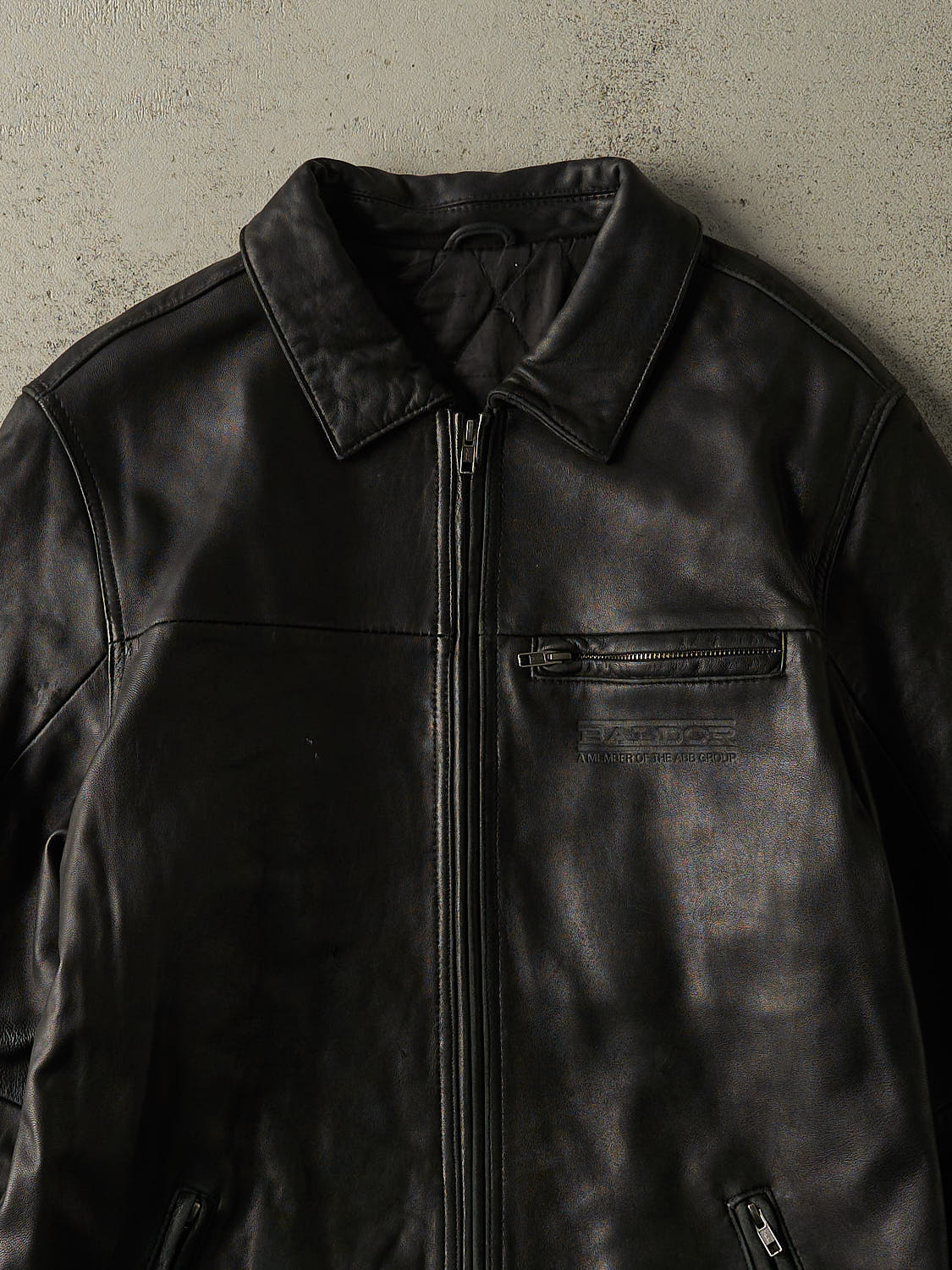 Vintage 90s Black Embossed Soft Leather Jacket (XL)