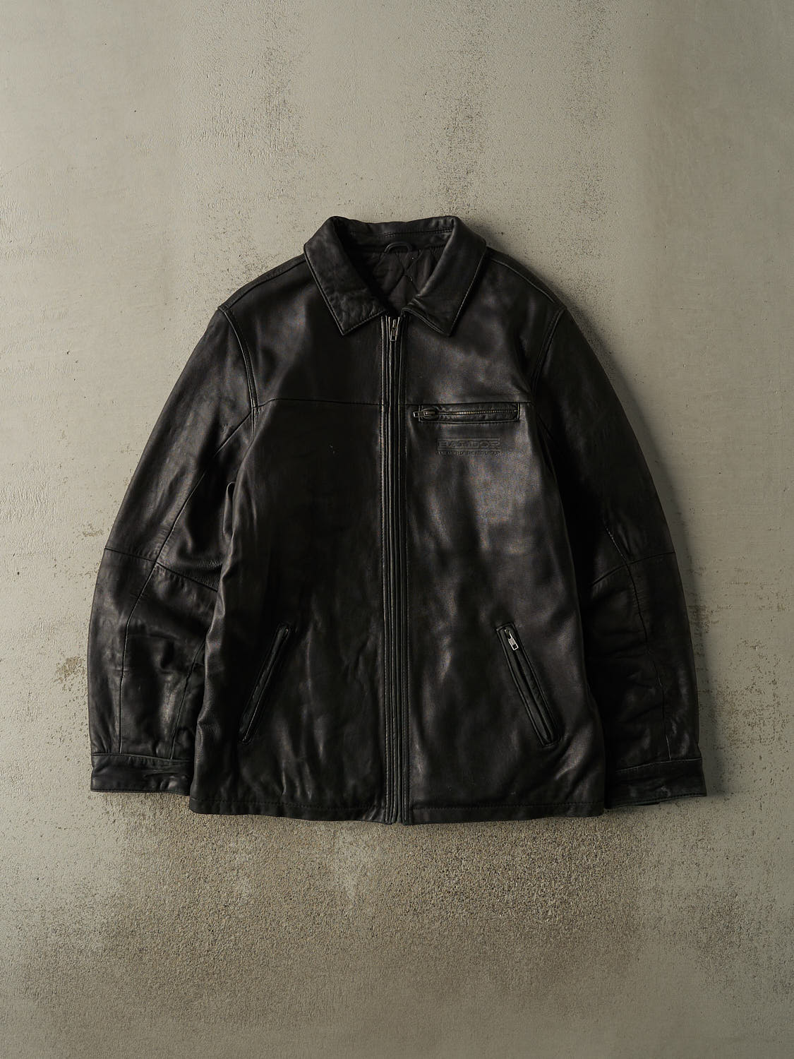 Vintage 90s Black Embossed Soft Leather Jacket (XL)