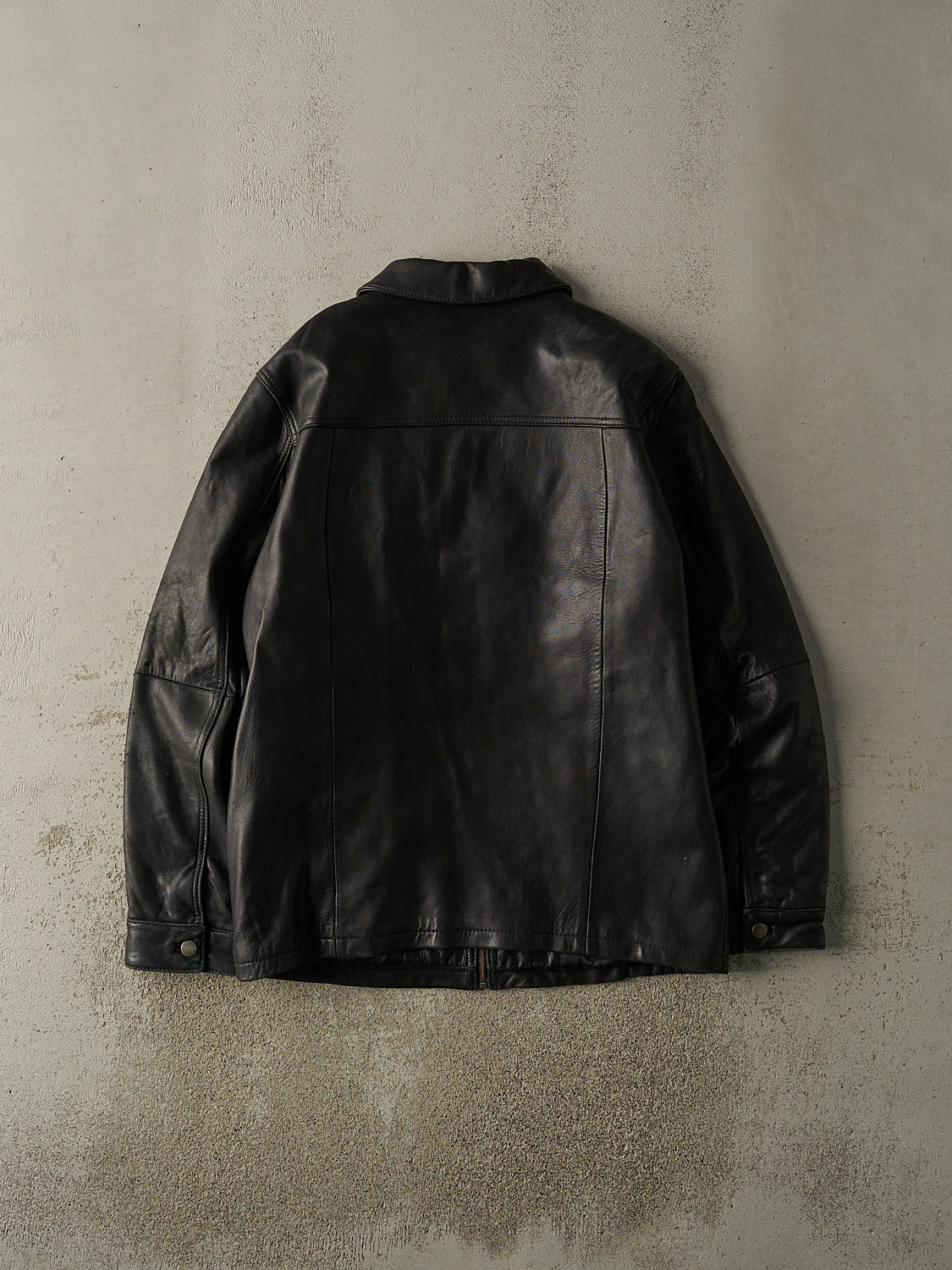 Vintage 90s Black Embossed Soft Leather Jacket (XL)