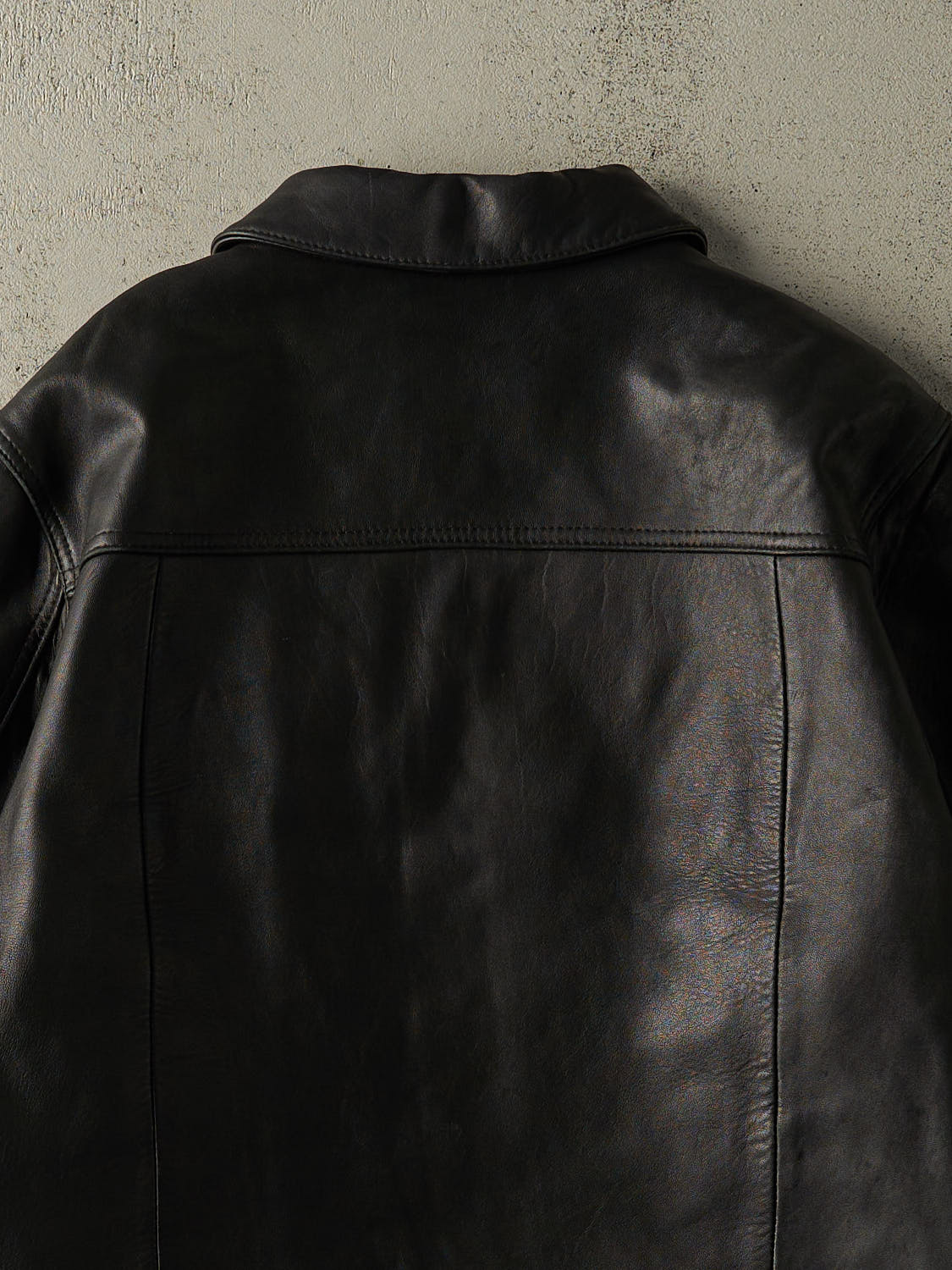 Vintage 90s Black Embossed Soft Leather Jacket (XL)