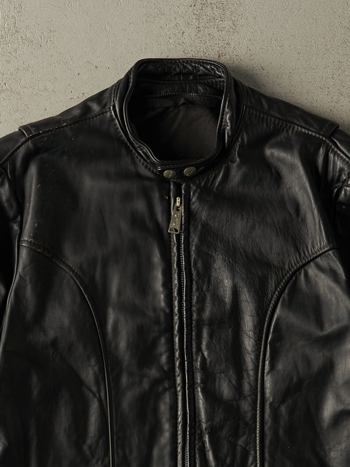 Vintage 90s Black Leather Biker Jacket (L/XL)