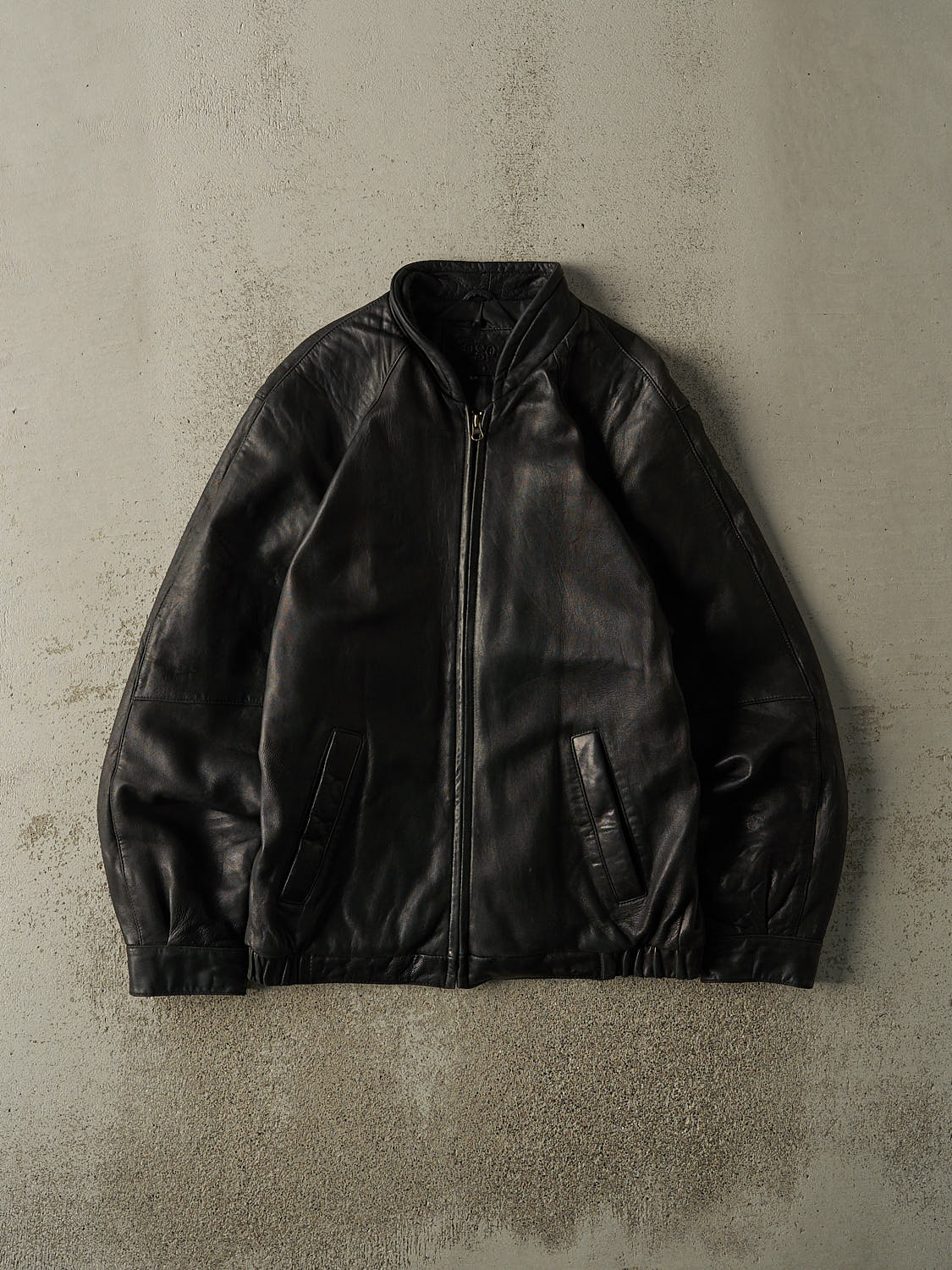 Vintage Y2K Black Soft Leather Bomber Jacket (M)