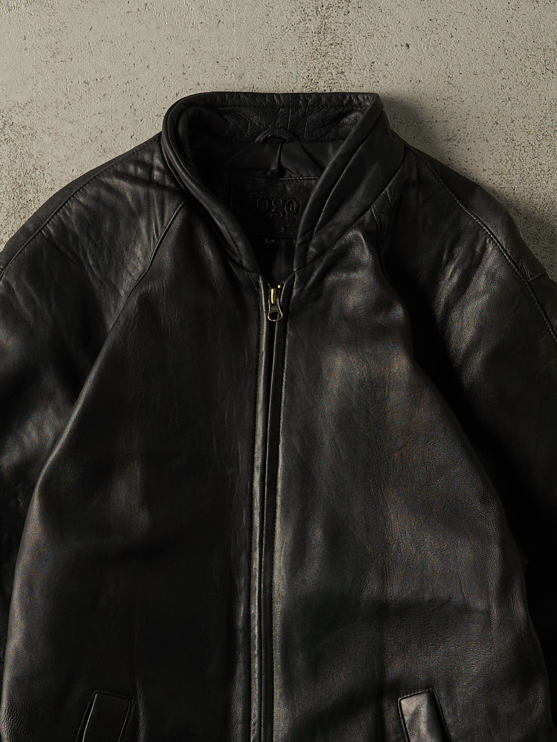 Vintage Y2K Black Soft Leather Bomber Jacket (M)