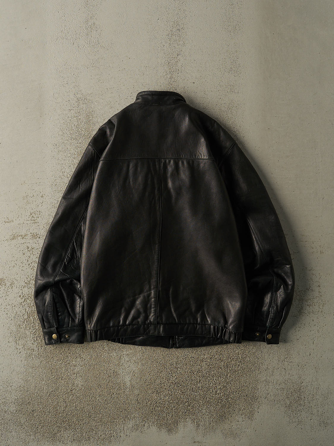 Vintage Y2K Black Soft Leather Bomber Jacket (M)