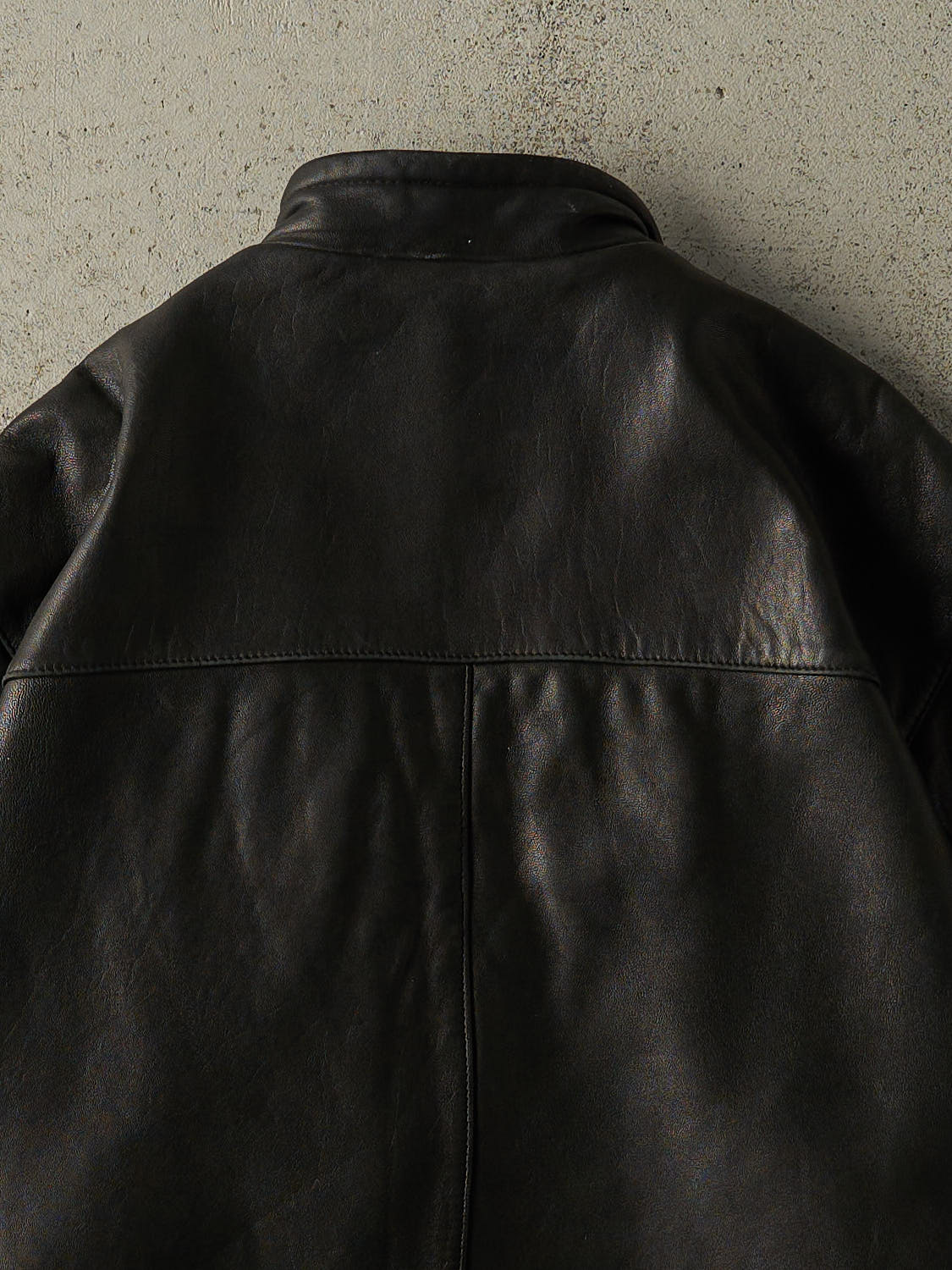 Vintage Y2K Black Soft Leather Bomber Jacket (M)