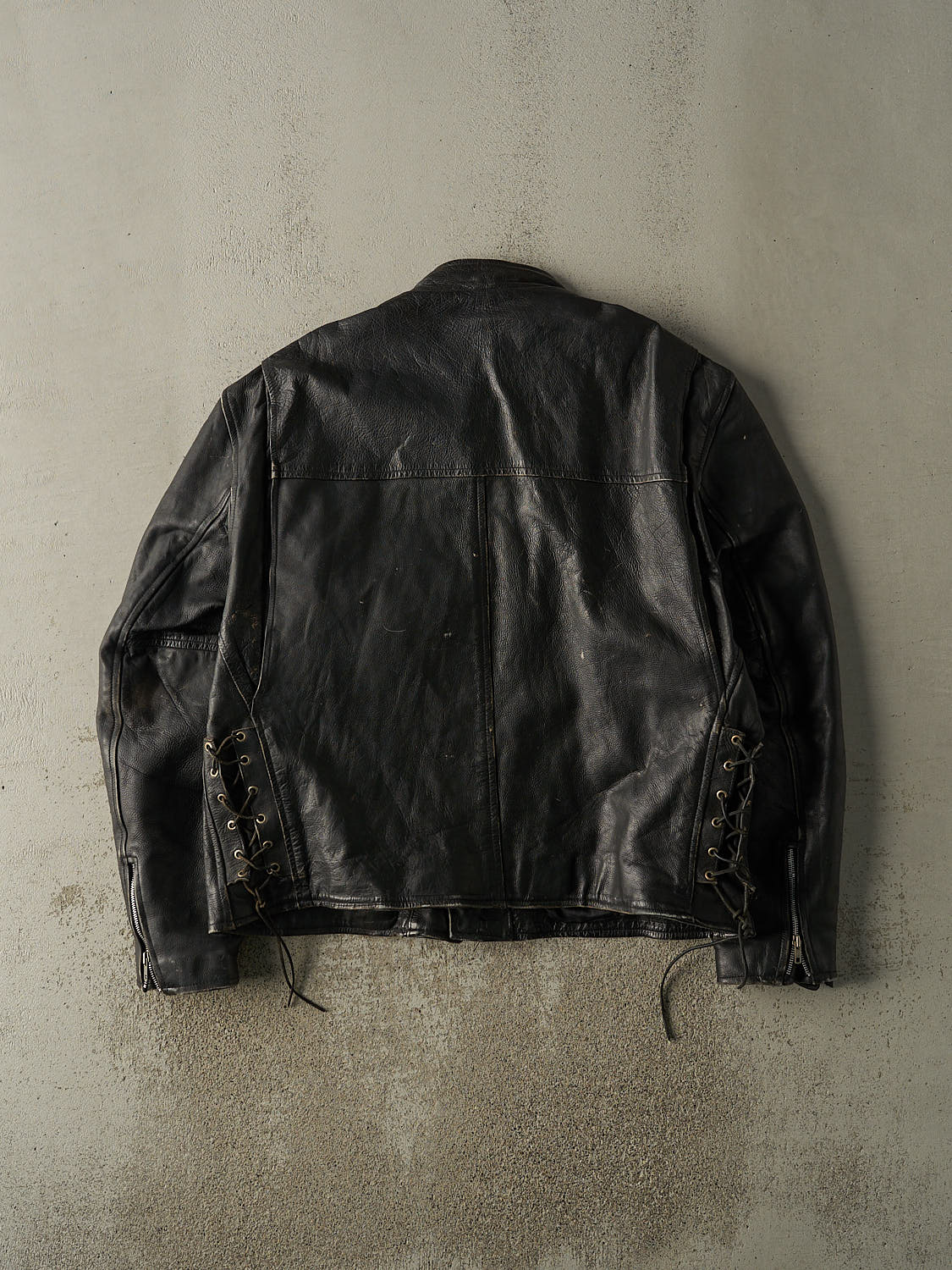 Vintage 80s Black Leather Biker Jacket (XL/XXL)