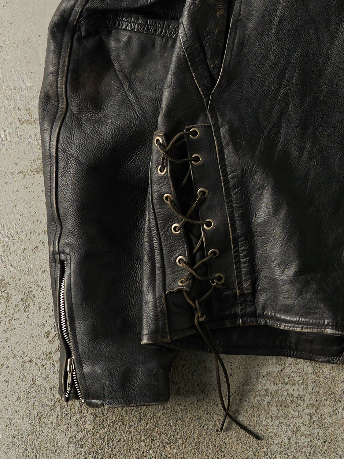 Vintage 80s Black Leather Biker Jacket (XL/XXL)