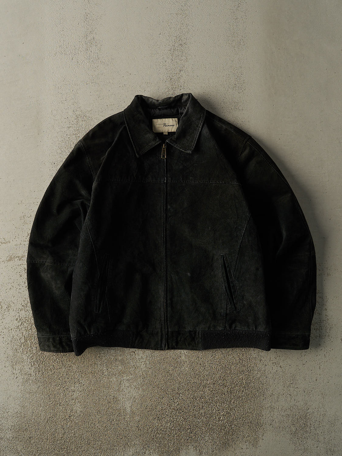 Vintage 90s Black Suede Bomber Jacket (L/XL)