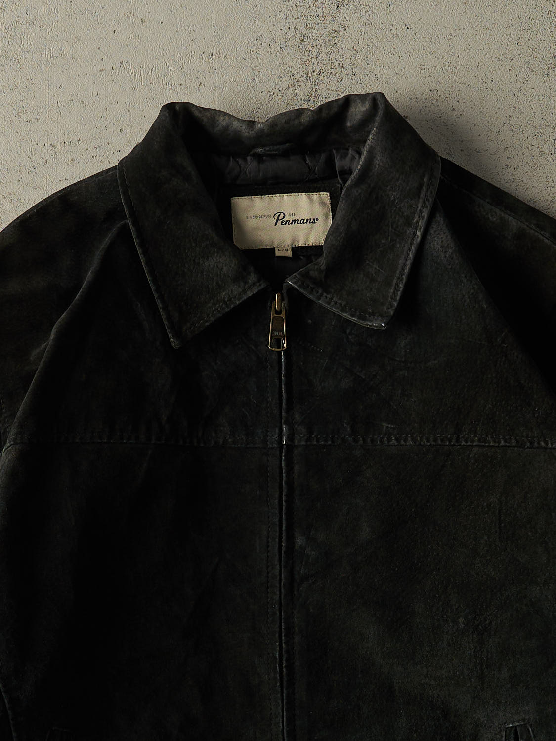 Vintage 90s Black Suede Bomber Jacket (L/XL)