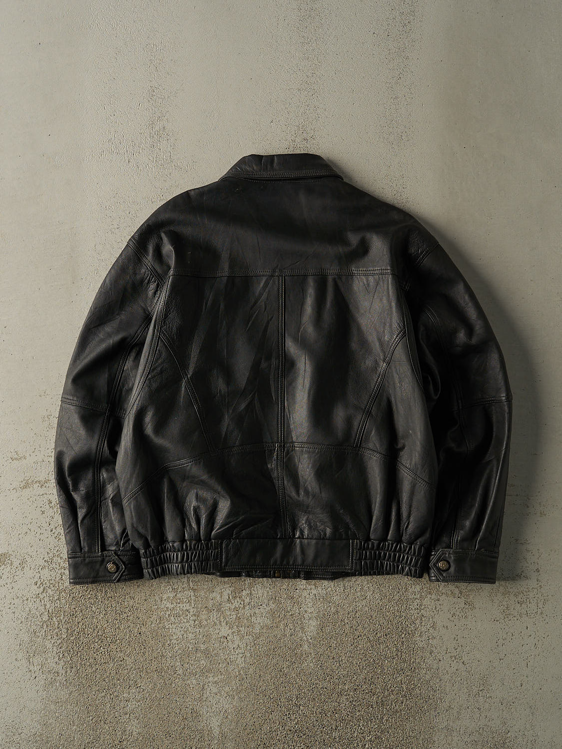 Vintage 90s Black Leather Bomber Style Jacket (XL)
