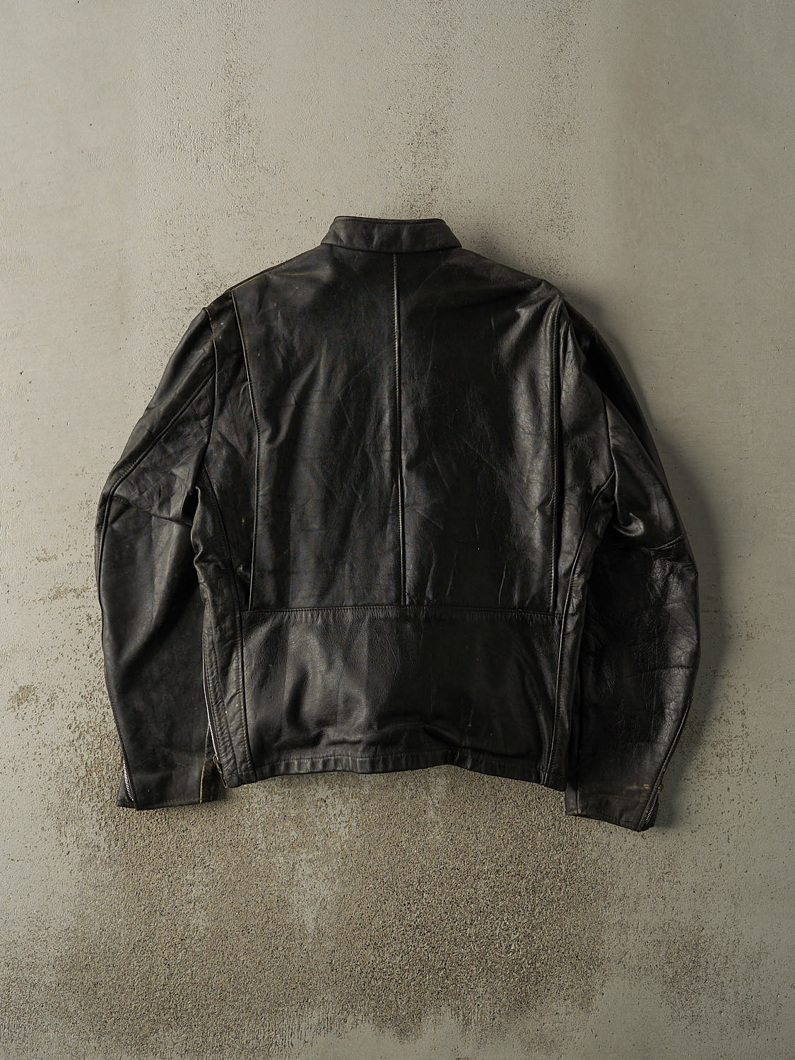 Vintage 80s Black Biker Leather Jacket (L/XL)