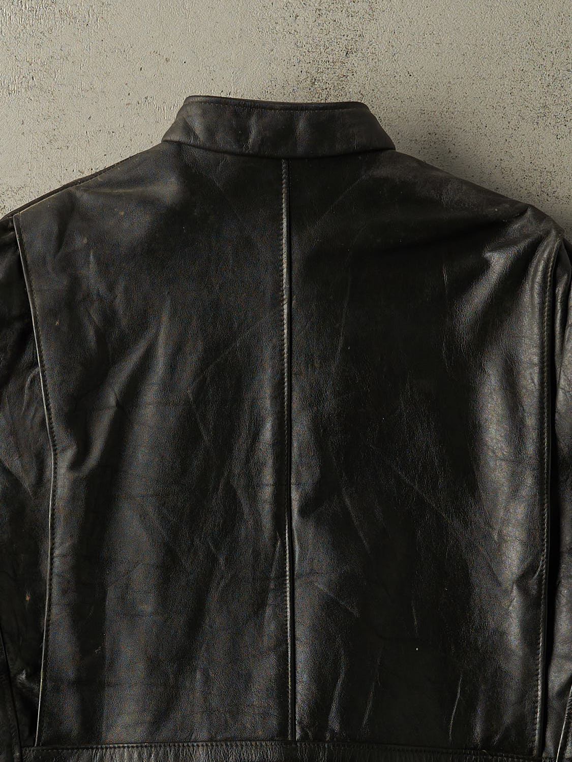 Vintage 80s Black Biker Leather Jacket (L/XL)