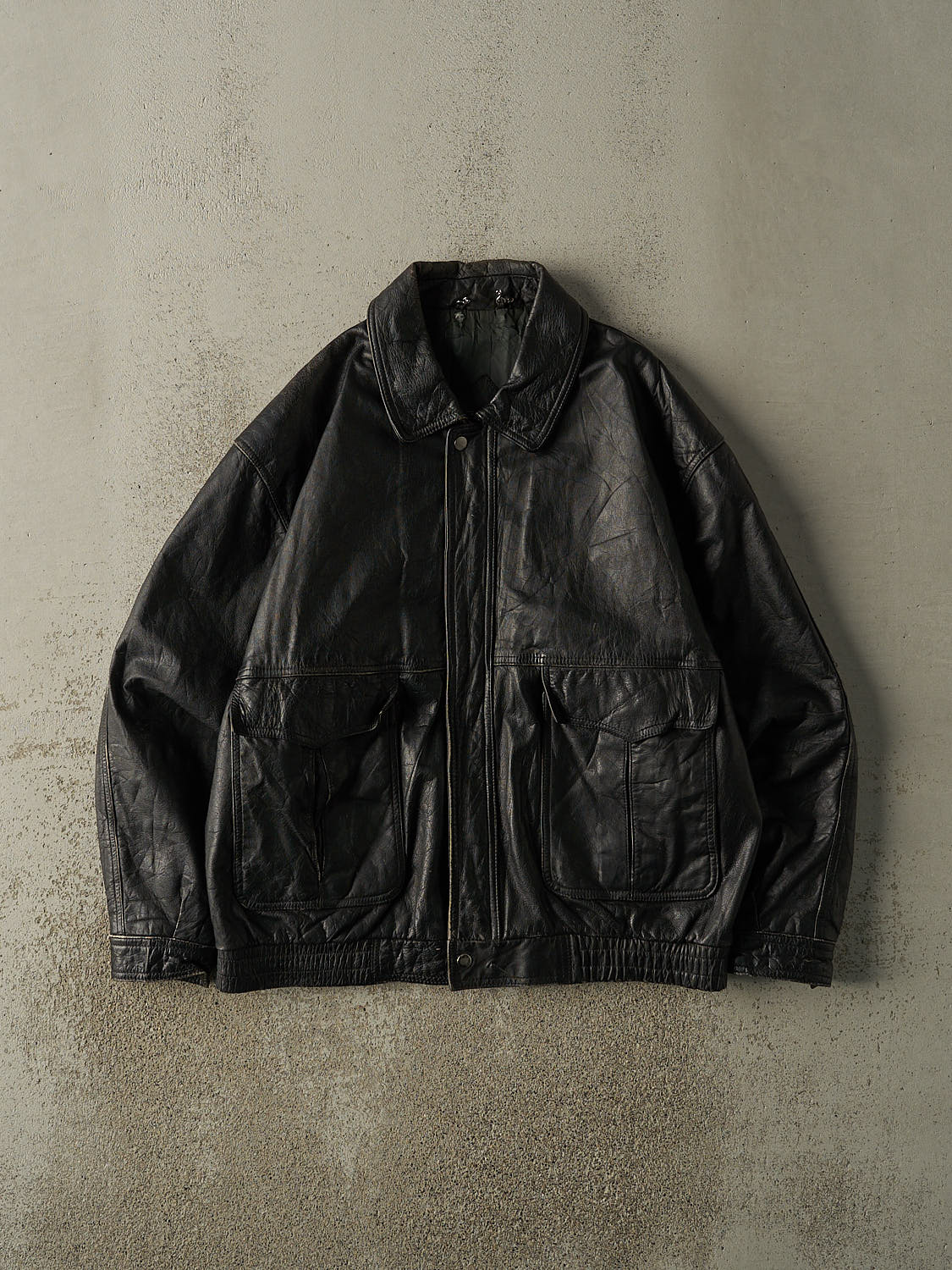 Vintage 80s Black Bomber Jacket (L/XL)