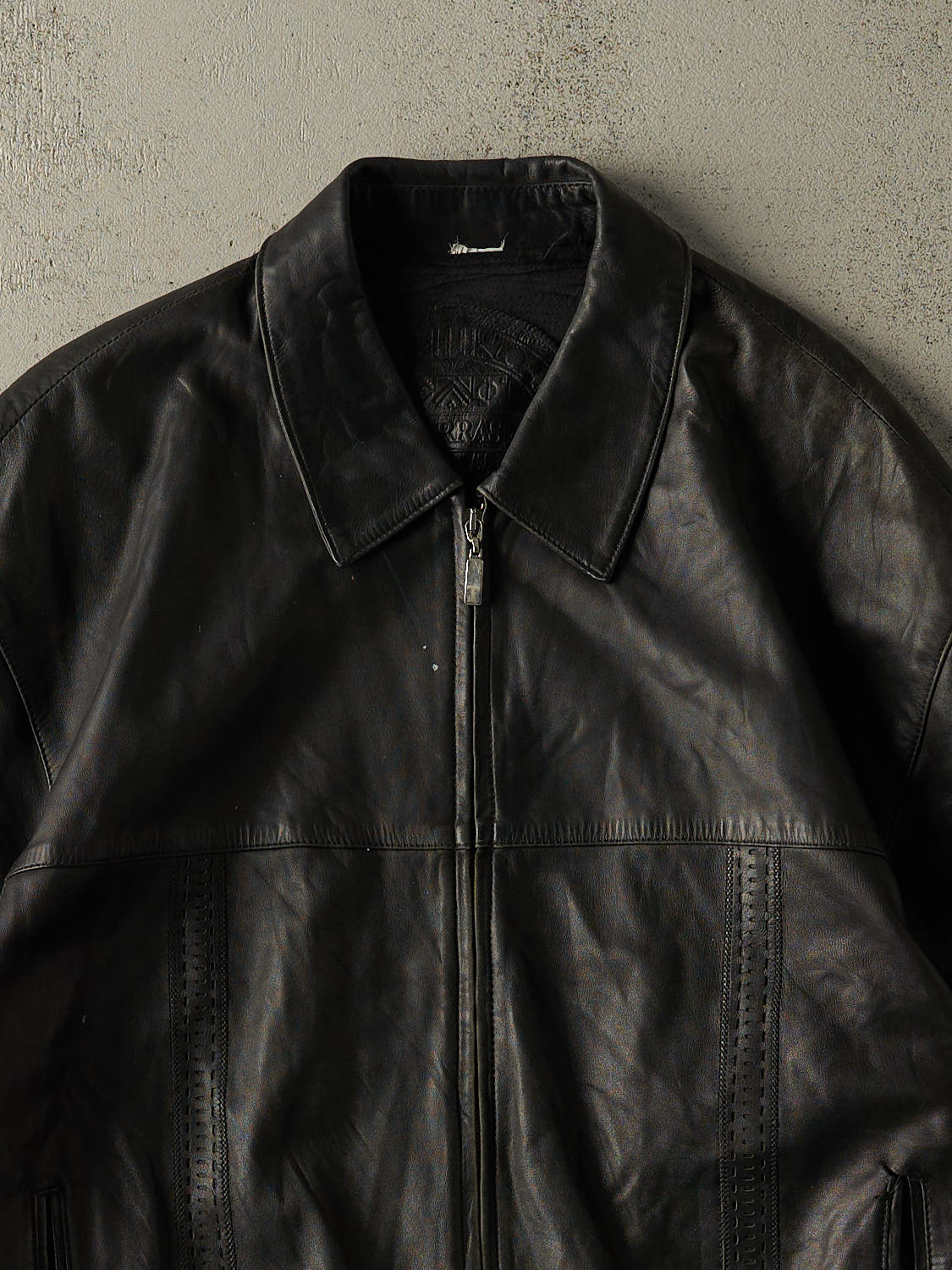Vintage 90s Black Soft Leather Bomber Style Jacket (L/XL)