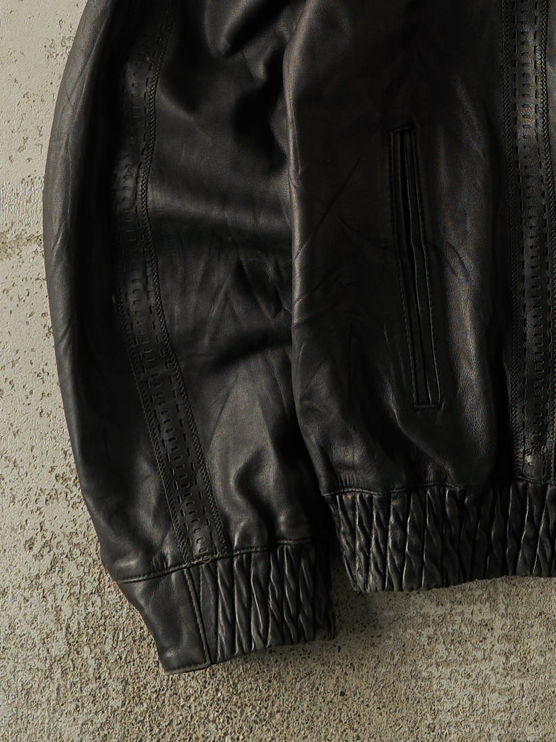 Vintage 90s Black Soft Leather Bomber Style Jacket (L/XL)