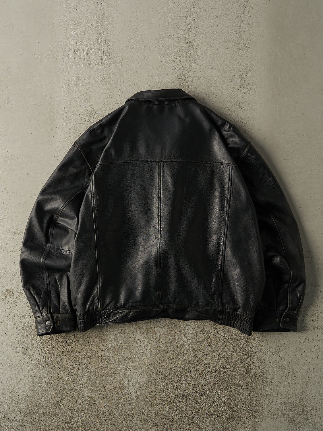 Vintage 90s Black Bomber Leather Jacket (XL)