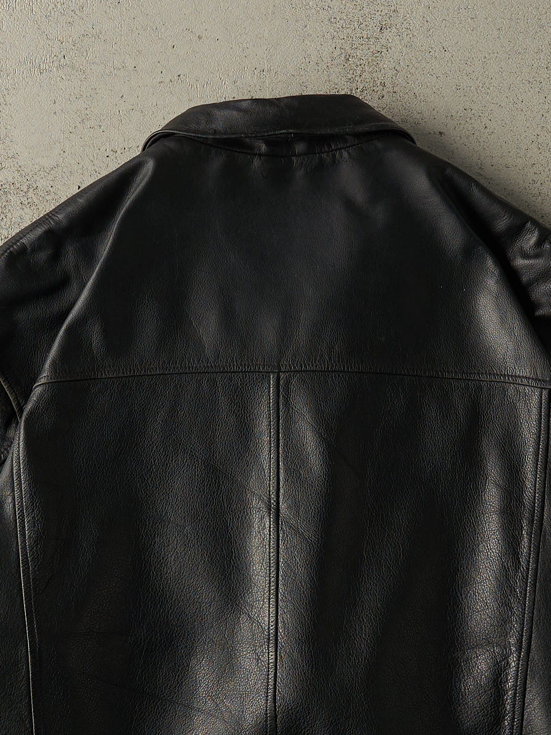 Vintage 90s Black Bomber Leather Jacket (XL)