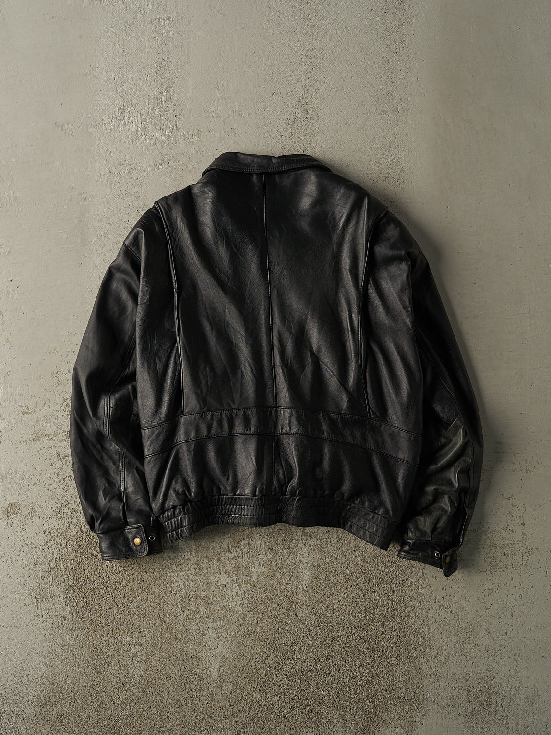 Vintage 80s Black Leather Aviator Jacket (XL)