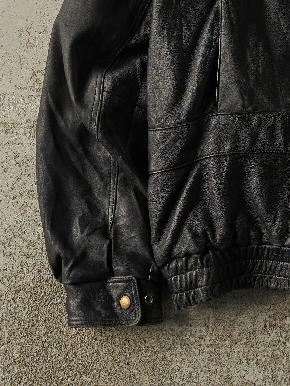 Vintage 80s Black Leather Aviator Jacket (XL)