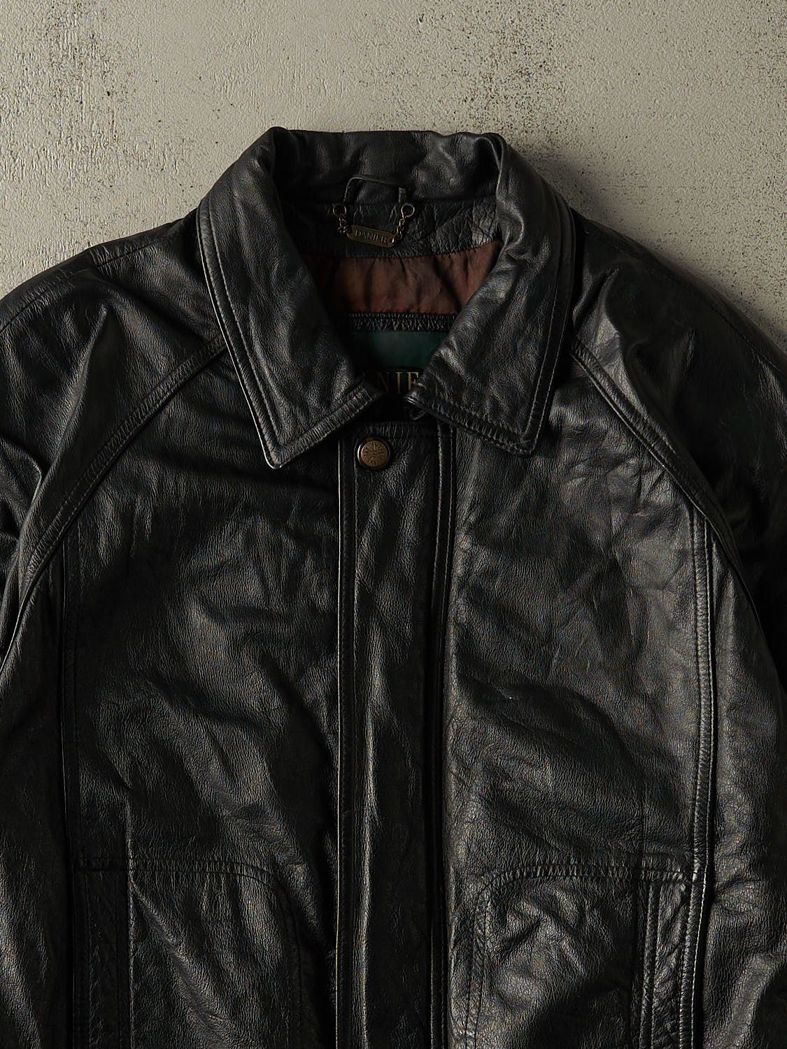 Vintage 90s Black Danier Leather Bomber Jacket (M/L)