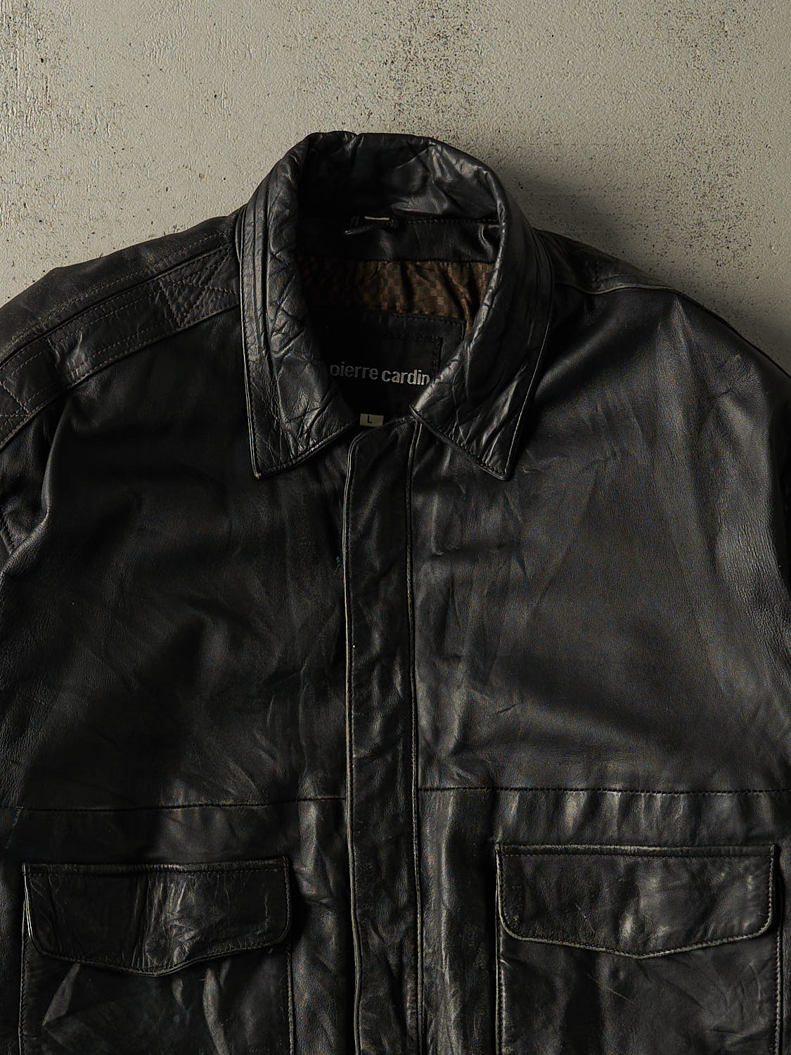 Vintage 90s Black Aviator Style Leather Jacket (L)