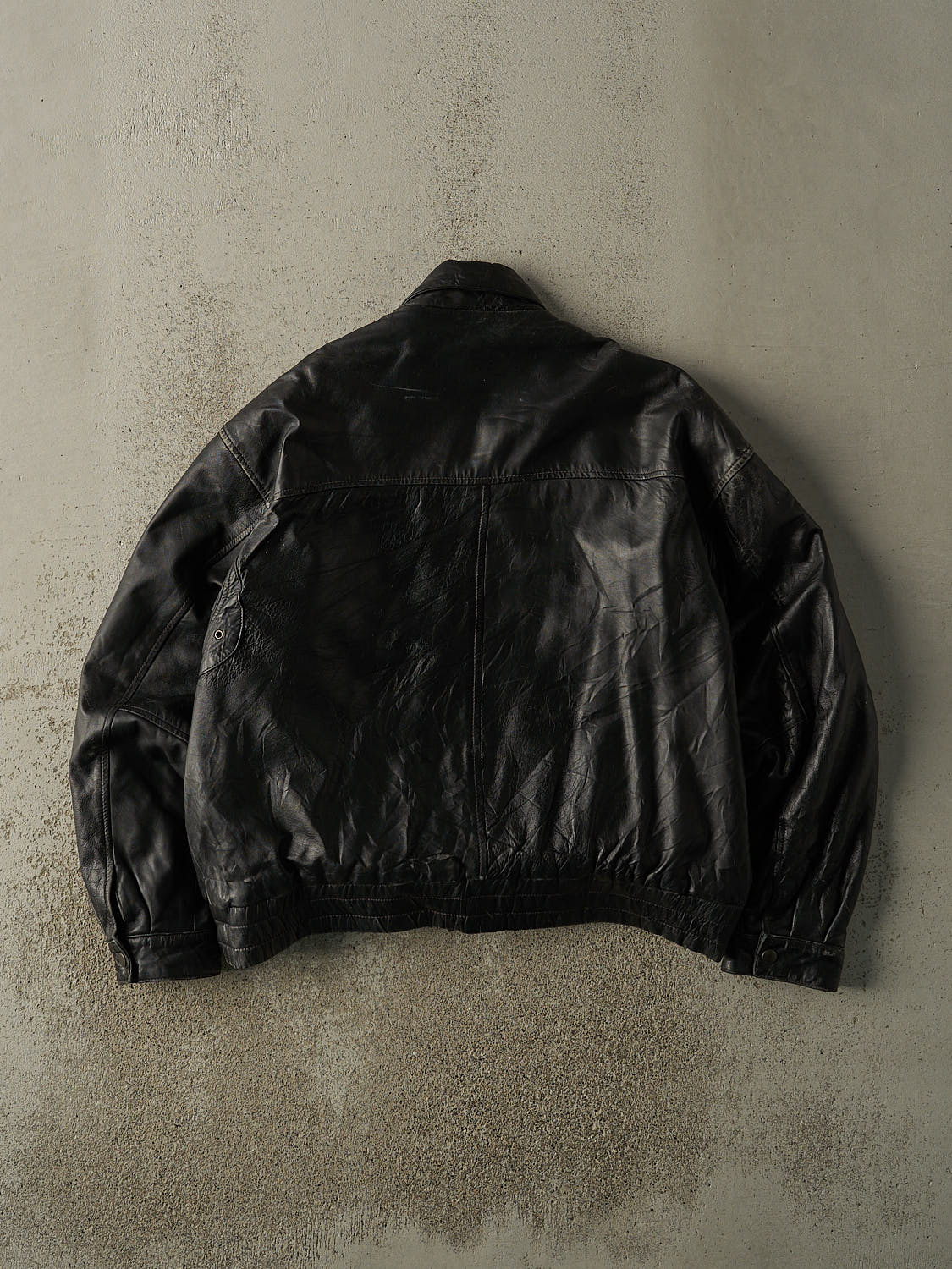 Vintage 90s Black Aviator Style Leather Jacket (L)