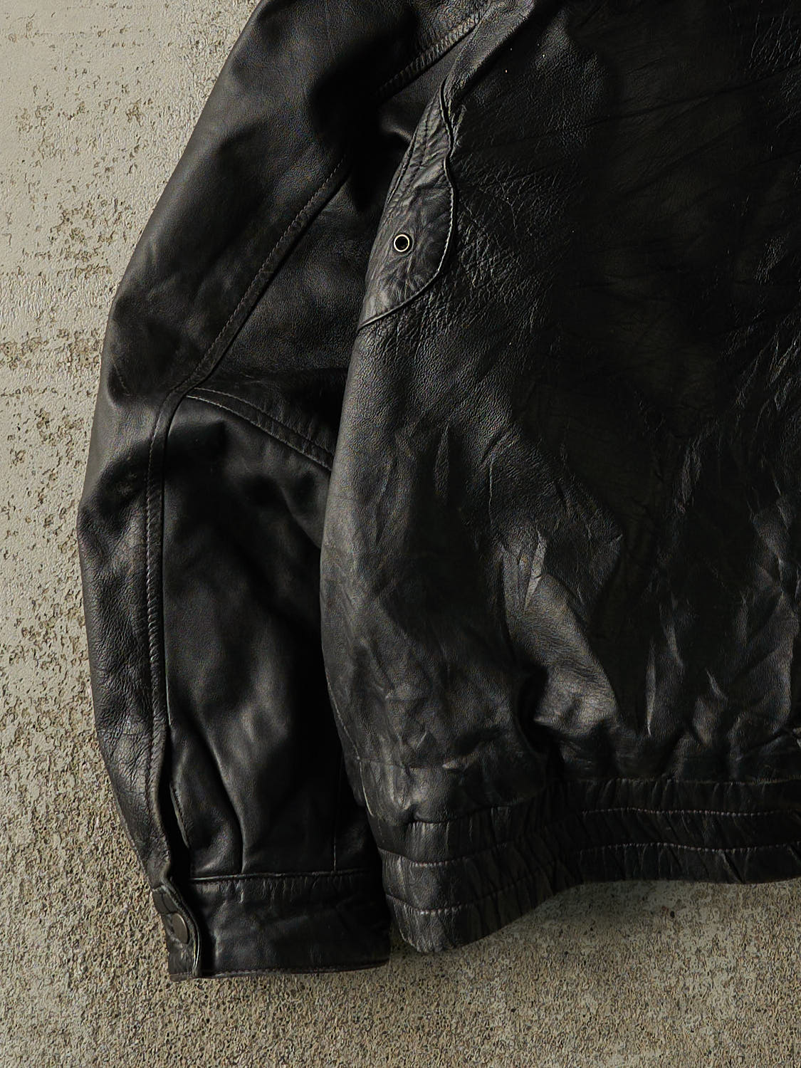 Vintage 90s Black Aviator Style Leather Jacket (L)