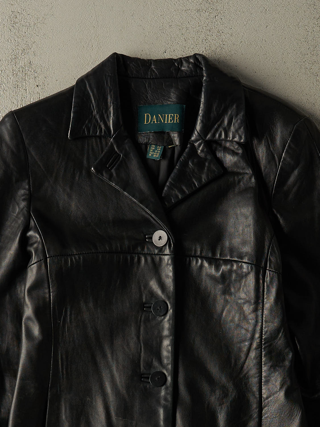 Vintage 90s Black Danier Leather Trench Coat (XS/S)