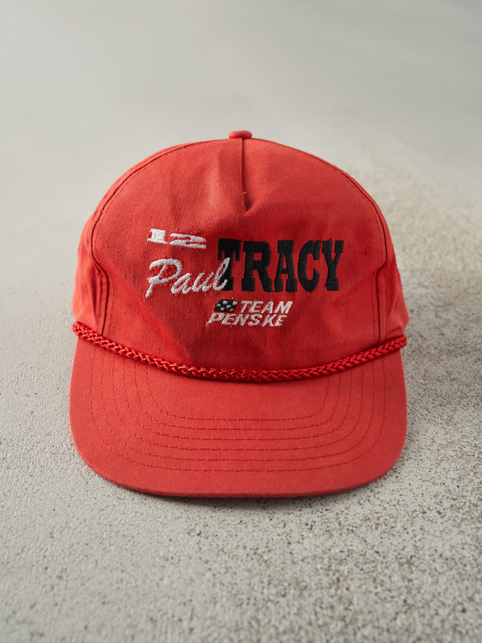 Vintage 90s Red Paul Tracy Penske Racing Snapback Hat