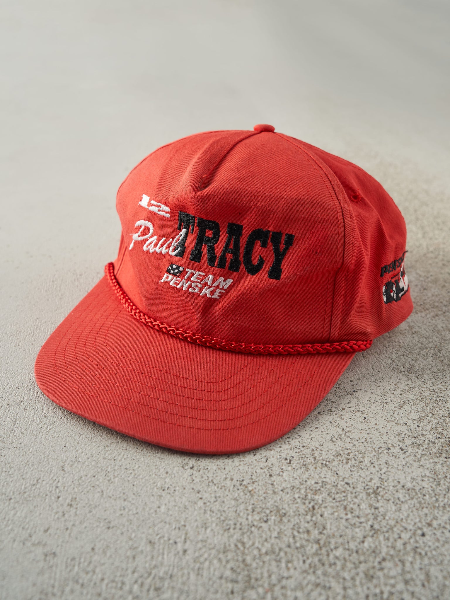 Vintage 90s Red Paul Tracy Penske Racing Snapback Hat