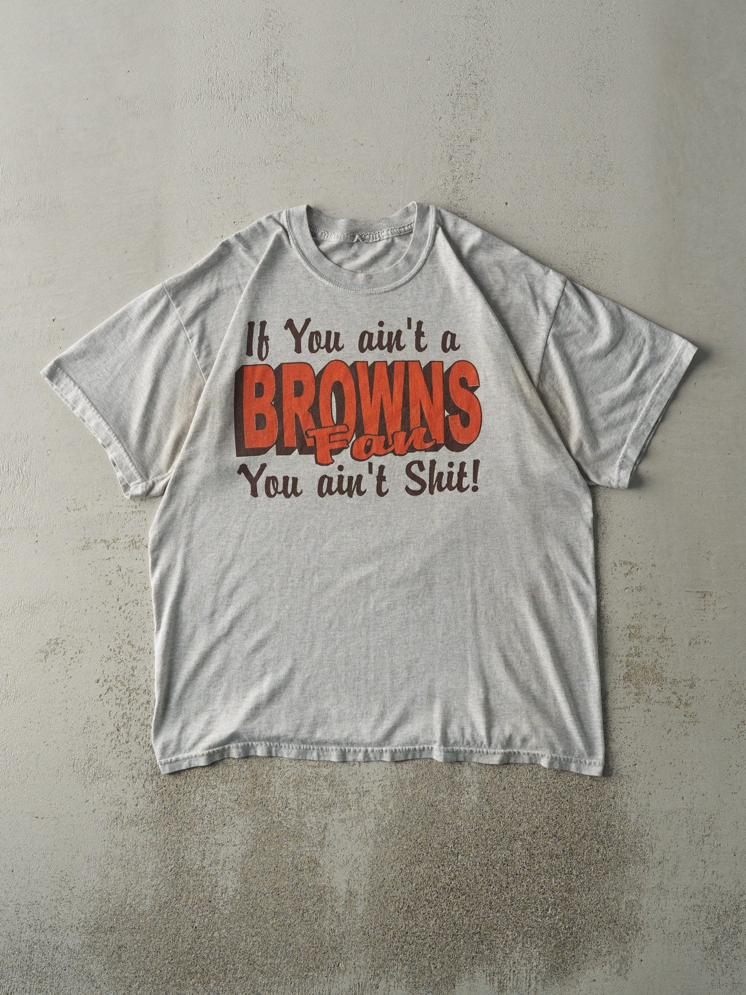 Vintage 90s Heather Grey Cleveland Browns Slogan Tee (XL)
